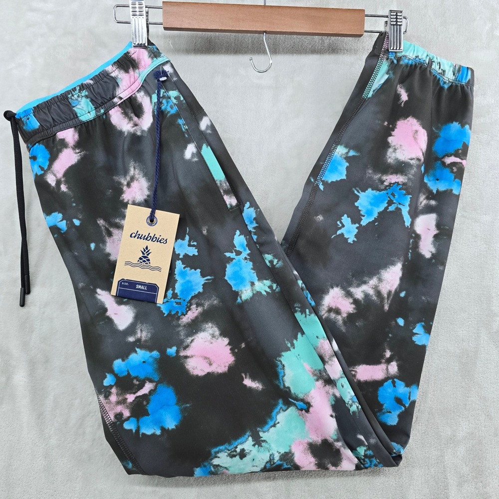 Chubbies Ultimate Sport Jogger Mens Small Black Multi The Paint Parties NWT
